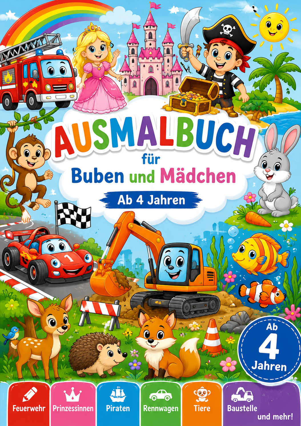 Ausmalbuch für Buben & Mädchen, ab 4 Jahren