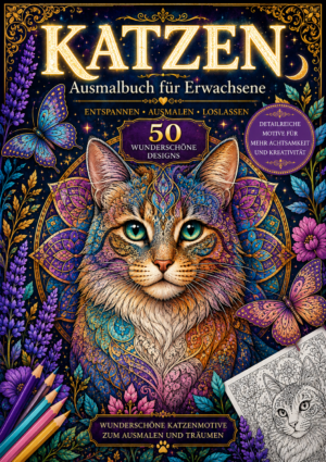 Katzen – Ausmalbuch für Erwachsene mit 50 wundervollen Designs