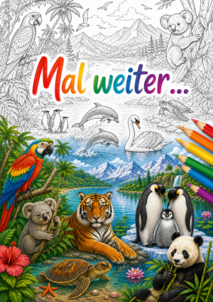 Mal weiter ... – Ausmalbuch mit Starthilfe