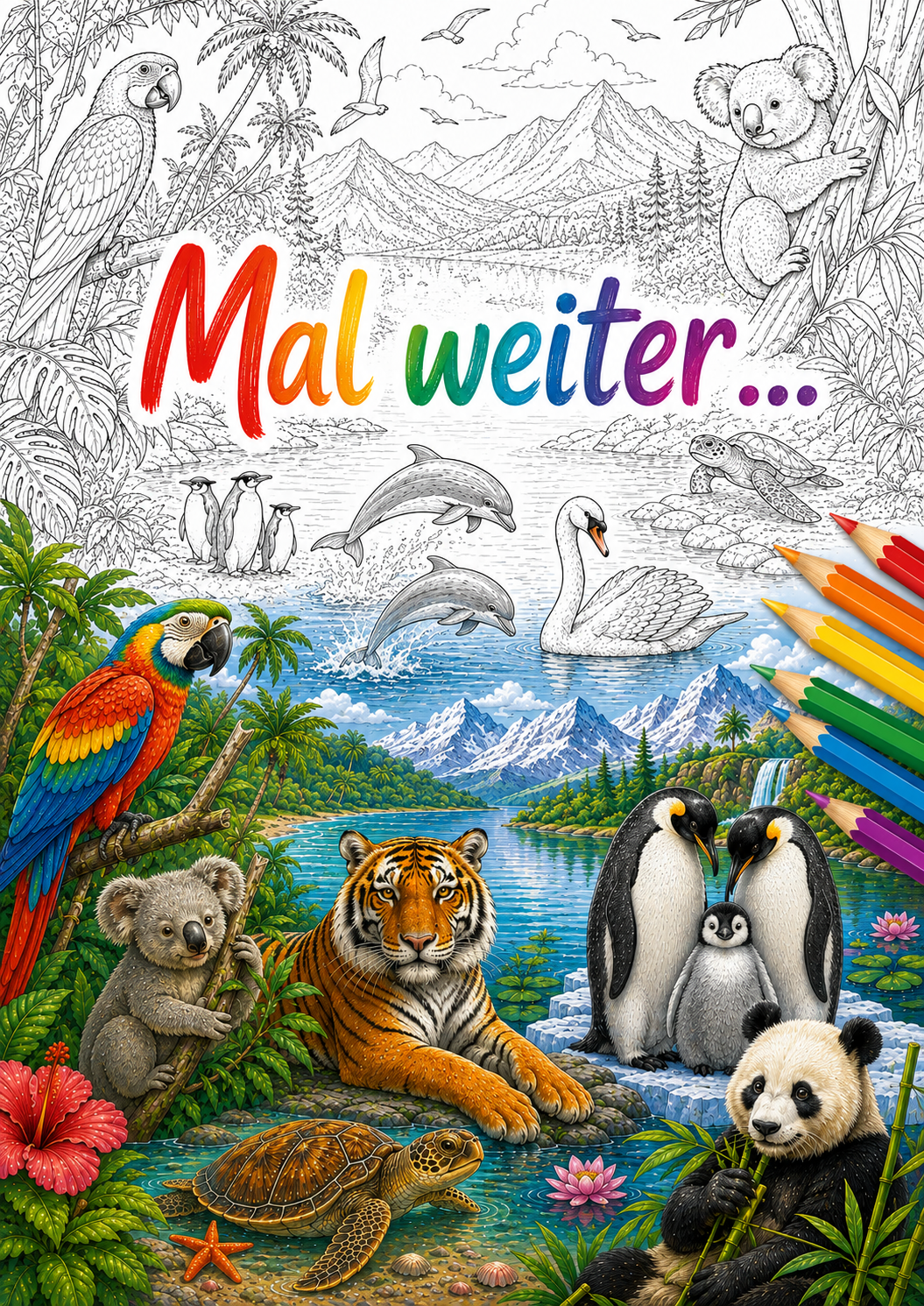 Mal weiter ... – Ausmalbuch mit Starthilfe